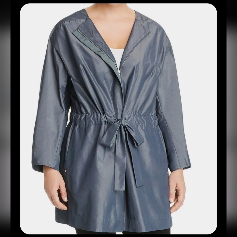 Lafayette 148 New York Women's Blue Metallic Drawstring Jacket Size Small